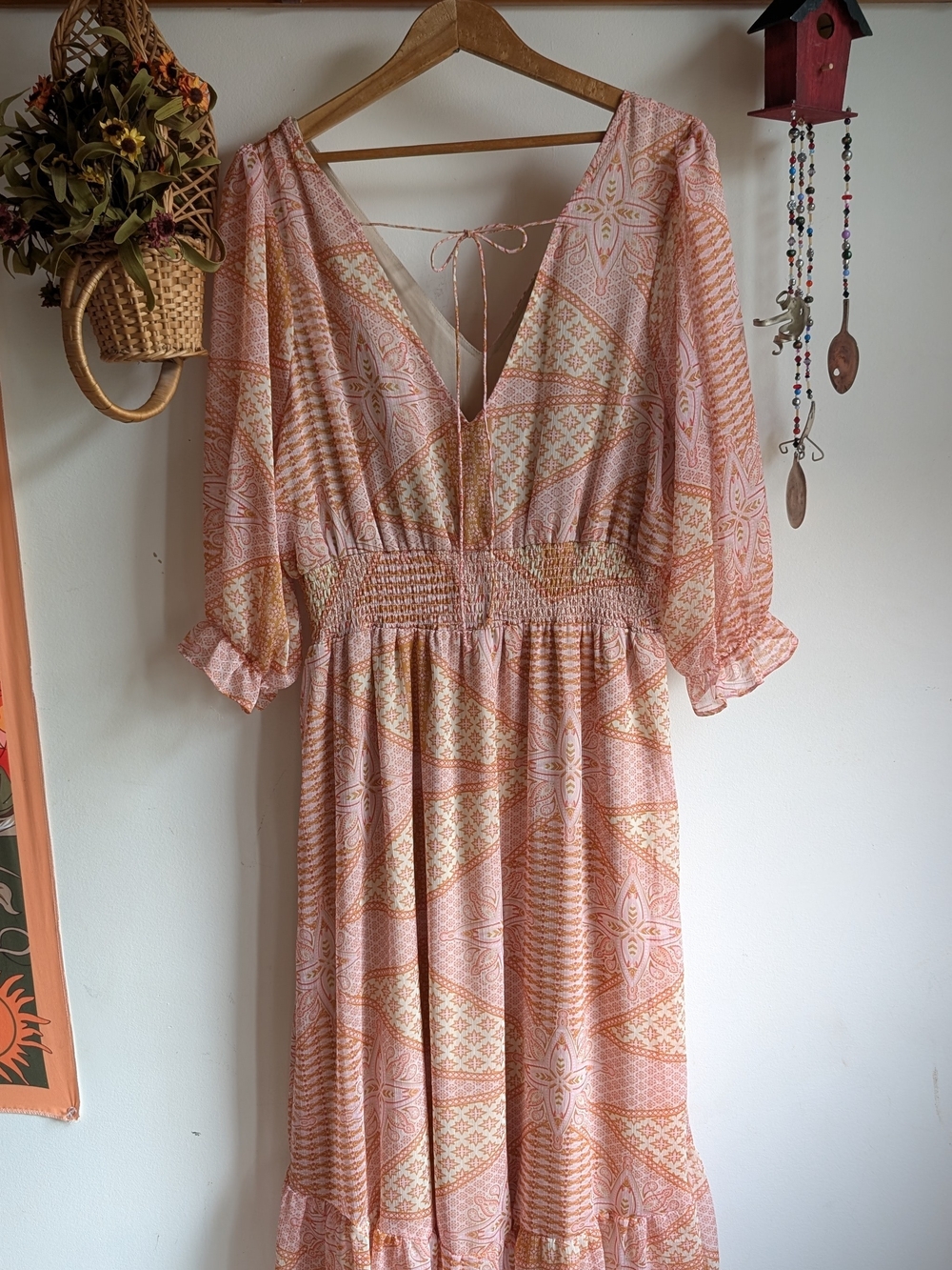 Dex Peach and Cream Boho Maxi Dress - Picture 2 of 3